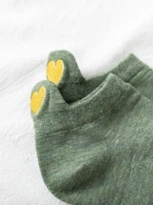 10pairs Women Heart Embroidery Fashion Ankle Socks, For Spring
