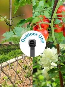 Nejlue Artificial Flowers/Plants1111 Home & Living 100 piezas de bridas de cremallera verdes, bridas de cable de nailon resistentes a los rayos UV, bridas de cierre automático para valla de privacidad, exteriores, eléctricos, correas de plástico resistentes a la intemperie en negro - Negro - Ver 5