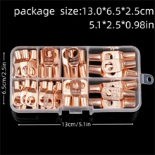 60pcs/set SC6-25 Electrical Wire Lug Connector Ring Copper Connectors Bare Cable Electrical Wire Crimp - Gold - View 4