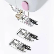 Sewing Machine Locking Hem Presser Foot Set Fabric Edge Sewing Presser Foot Accessories Low Shank Snap-On - Silver - View 2