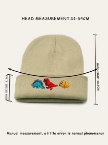 1pc Unisex Dinosaur Embroidered Y2K Style Knit Hat, Suitable For Skiing, Autumn And Winter Outings, Breathable And Warm, Versatile - Beige - View 4