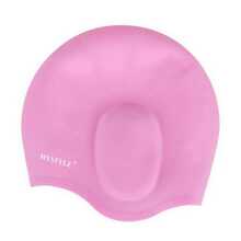 MYSTYLE 1入組兒童字母圖案矽膠防水游帽 - 粉色 - 查看 2