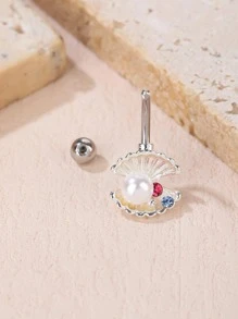 Shell Decor Belly Ring - Silver - View 2