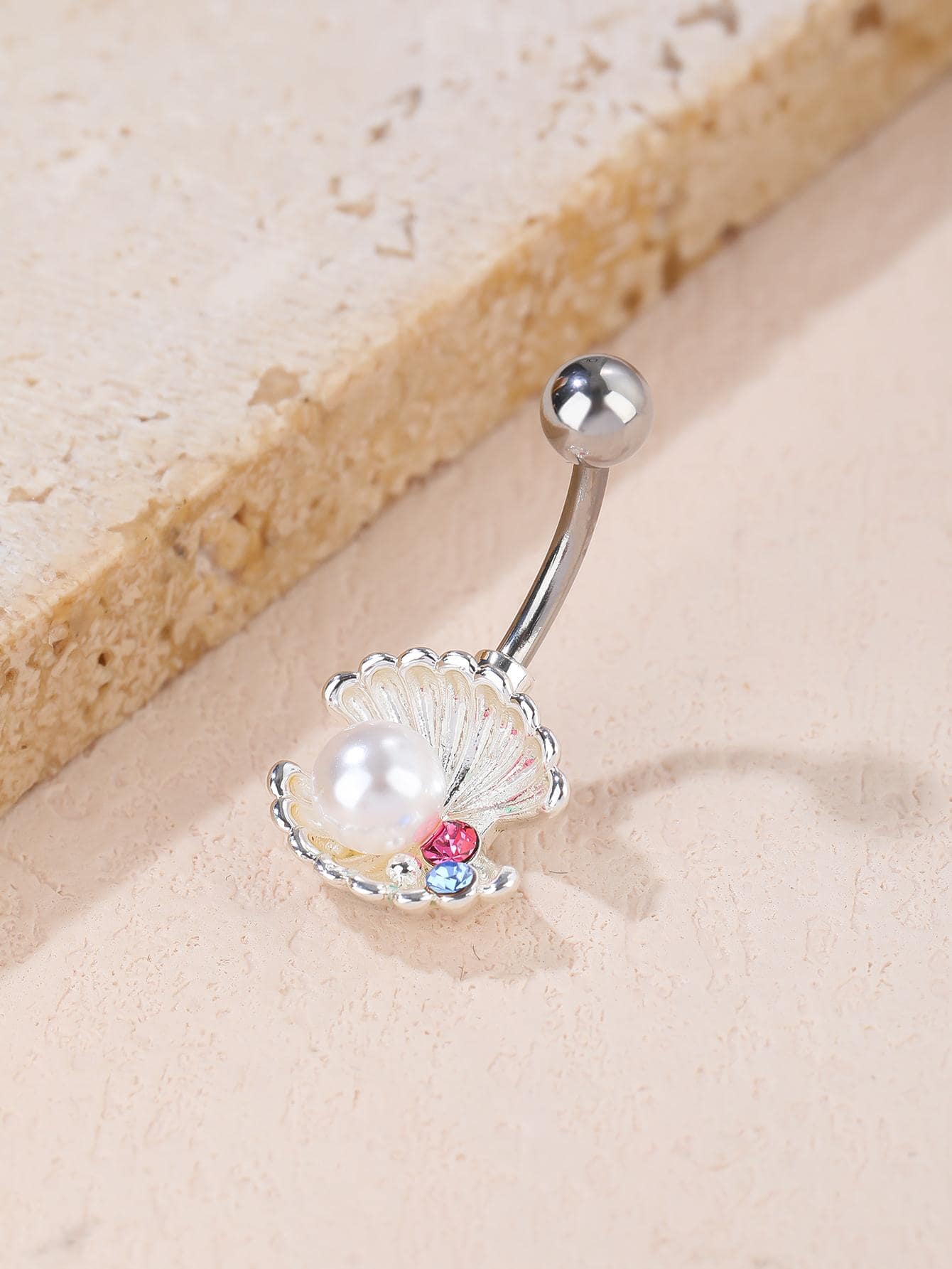 Shell Decor Belly Ring - Silver - View 1