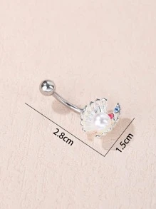 Shell Decor Belly Ring - Silver - View 3