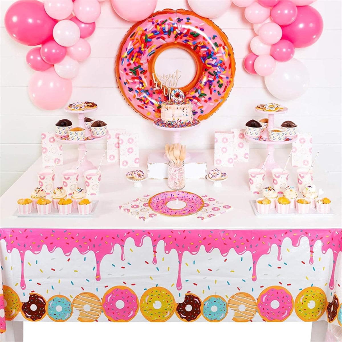 Họa Tiết Donut Dùng Một Lần Khăn Trải Bàn Nhựa Hiện Đại Chống Thấm Nước Dùng Một Lần Khăn Trải Bàn Cho Đảng Cung Cấp - Nhiều màu - Xem 1