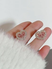 Hoa tai đính đá trang trí hình trái tim Valentine, Mẹ, Mẹ, Ngày của Mẹ, Quà tặng - Vàng - Xem 4