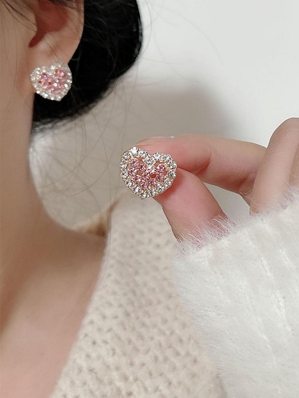 Heart Decor Stud Earrings Valentines,Mom,Mother,Mother's Day,Gift