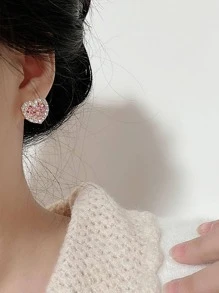 Hoa tai đính đá trang trí hình trái tim Valentine, Mẹ, Mẹ, Ngày của Mẹ, Quà tặng - Vàng - Xem 3