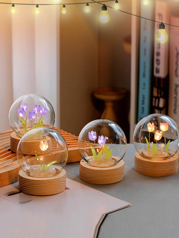 1 Peça Vidro Noite Criativo Decoração De Flores Luz De Decoração Para Casa