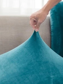 1 件天鹅绒沙发套经典风格沙发保护套/1/2/3/4 座沙发套/高弹舒适靠垫套适用于客厅卧室酒店家居装饰。 - 淺藍色 - 查看 10