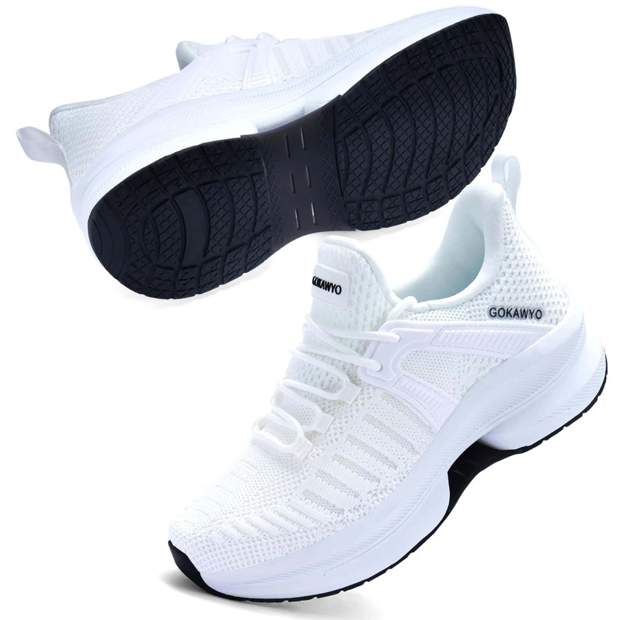 APRILSPRING Fashion Women's Sneakers Breathable Mesh Running Shoes Outdoor Sports Shoes Non Slip Tennis Shoes - 白色 - 查看 1