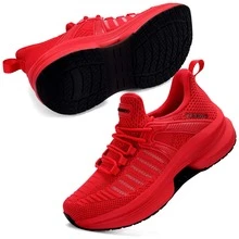 APRILSRING Women's Sports Shoes Lightweight Running Shoes Outdoor Non Slip Tennis Shoes Breathable Women's Sneakers - 紅色 - 查看 2