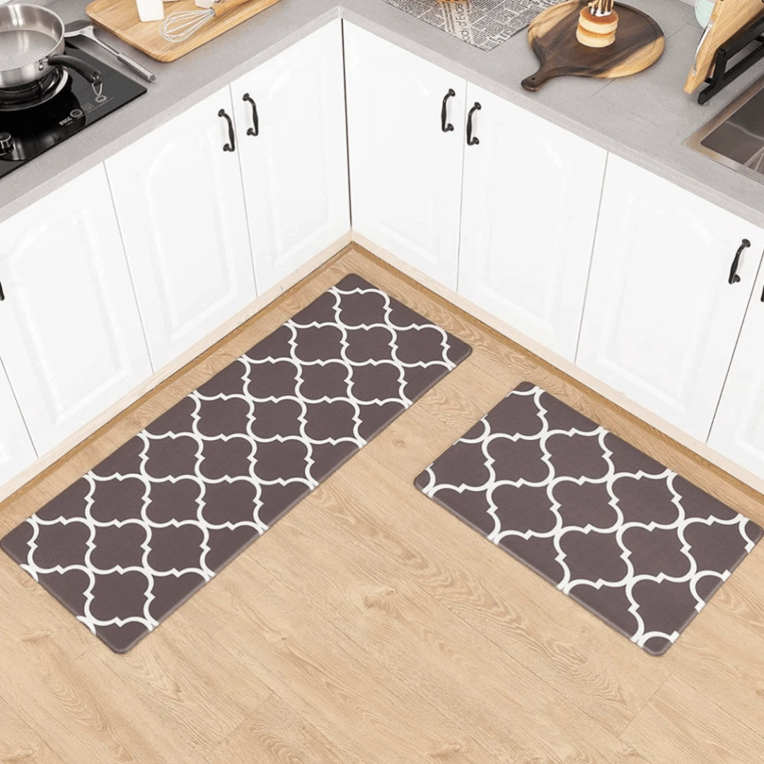 1pc Kitchen Mats For Floor-Cushioned Anti Fatigue Kitchen Rug For Comfortable Standing, Waterproof, Easy Clean, Non-Slip, Thick Kitchen Mat Set For Home, Office, Sink, Laundry - Brown - View 1