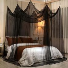 8 Corner Bed Canopy With 100 LED Star String Lights Battery Operated, Bed Netting Unique Style 4 Door Square Canopy Bed Curtains Canopy - Suggested For Twin Full Queen King Bed - Black - View 7