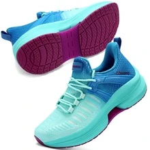 New Fashion Women's Shoes Lightweight Running Shoes Outdoor Non Slip Tennis Shoes Gym Fashion Breathable Sneakers - 藍色 - 查看 2