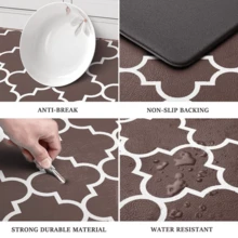 1pc Kitchen Mats For Floor-Cushioned Anti Fatigue Kitchen Rug For Comfortable Standing, Waterproof, Easy Clean, Non-Slip, Thick Kitchen Mat Set For Home, Office, Sink, Laundry - Brown - View 5