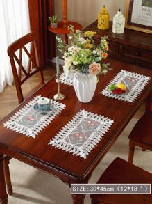 1入組花卉刺繡長方桌布 - 彩色 - 查看 5