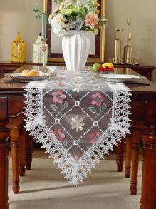 1入組花卉刺繡長方桌布 - 彩色 - 查看 1