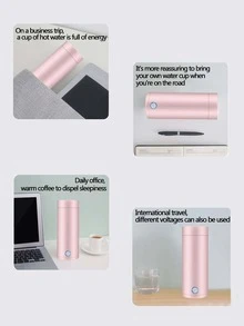 REUP 1pc ABS Electric Kettle, Modern Pink Kettle For Travel - Pink - View 3