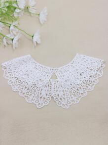 1入組女士鏤空人造珍珠裝飾時尚假領子適用於日常生活 - 白色 - 查看 3