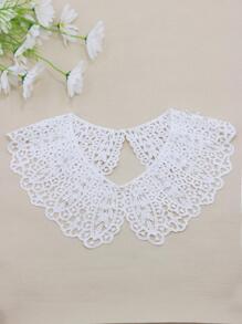 1入組女士鏤空人造珍珠裝飾時尚假領子適用於日常生活 - 白色 - 查看 2