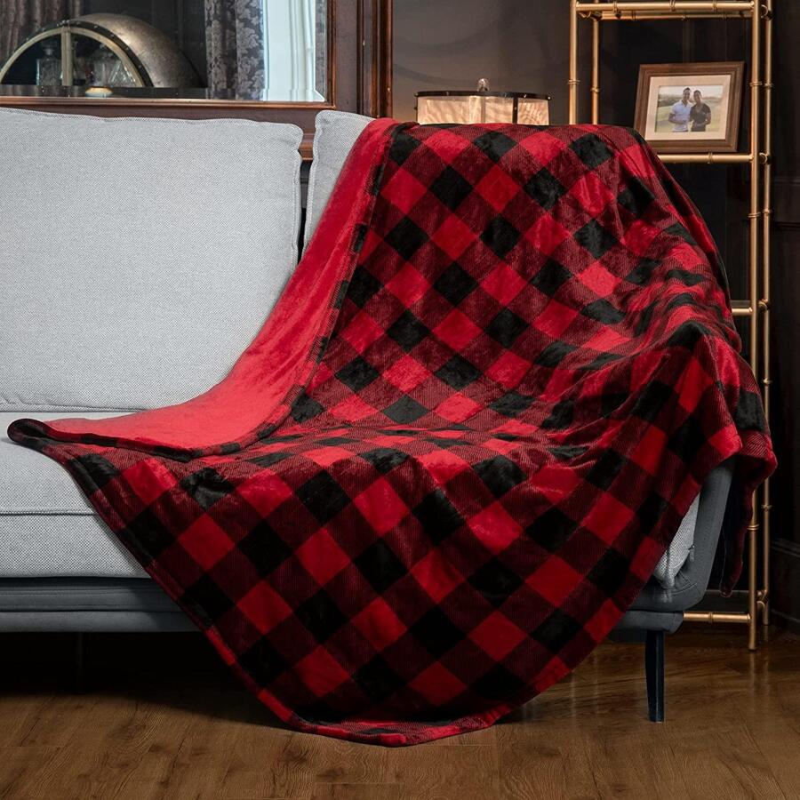 [5 Year Warranty] WOOMER Electric Heated Throw Blanket(50"x 60"), Soft Fast Heating throw with Multi-Color Option, 4 Heating Levels & 4H Auto Off, Machine Washable, Over-Heat Protection