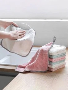 3入組格紋圖案清潔現代纖維吸水清潔抹布 - 彩色 - 查看 6