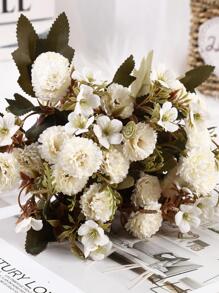 1pc Plastic Artificial Flower Bouquet, Modern Fake Flower For Wedding, Home Decor - White - View 2