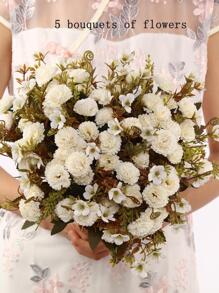 1pc Plastic Artificial Flower Bouquet, Modern Fake Flower For Wedding, Home Decor - White - View 4