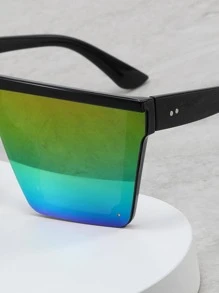 一副男士方形镜框全息一体式镜片波西米亚风时尚眼镜，适合日常街头佩戴，也可作为沙滩配饰，是夏季海滩度假、户外旅行的理想之选。 - 漸層 - 查看 4