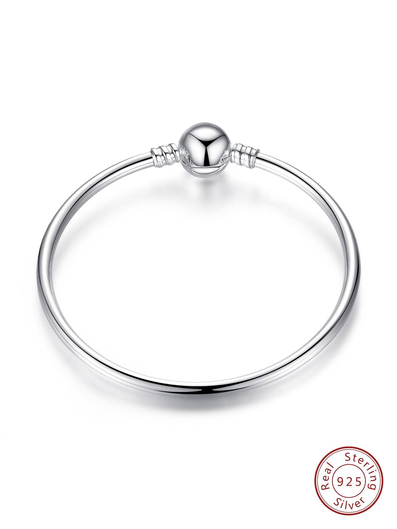 Ball Decor Sterling Silver Bangle - Silver - View 1