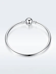 Ball Decor Sterling Silver Bangle - Silver - View 3