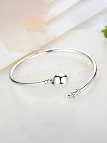 Ball Decor Sterling Silver Bangle - Silver - View 7
