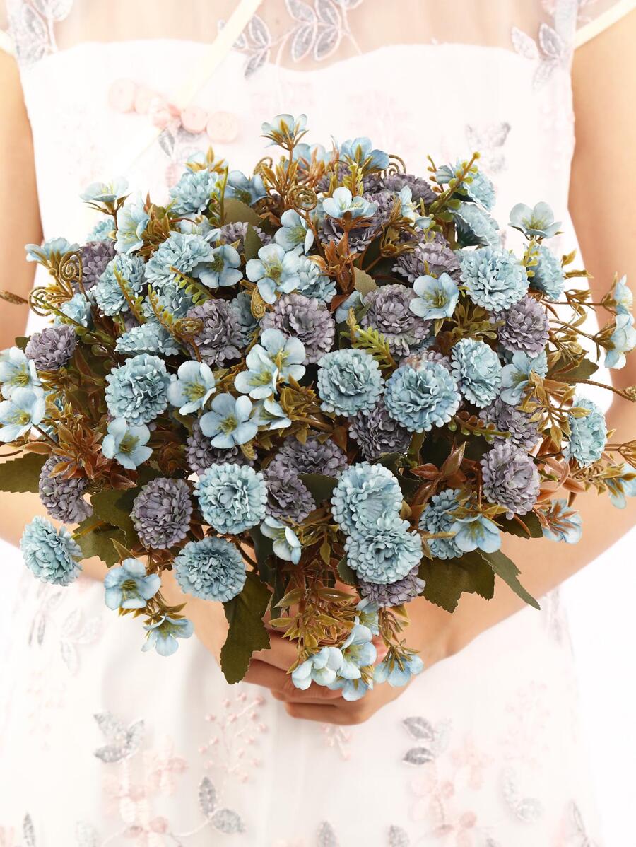 1 Bó Hoa Giả Bằng Nhựa, Hoa Giả Hiện Đại Cho Đám Cưới, Trang Trí Nhà Cửa - Màu xanh lam - Xem 1