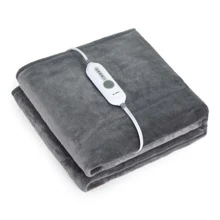 [5 Year Warranty] WOOMER Electric Heated Throw Blanket(50"x 60"), Soft Fast Heating throw with Multi-Color Option, 4 Heating Levels & 4H Auto Off, Machine Washable, Over-Heat Protection - Light Grey - View 2