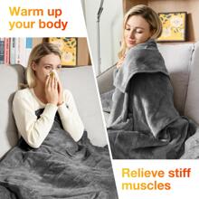 [5 Year Warranty] WOOMER Electric Heated Throw Blanket(50"x 60"), Soft Fast Heating throw with Multi-Color Option, 4 Heating Levels & 4H Auto Off, Machine Washable, Over-Heat Protection - Light Grey - View 5