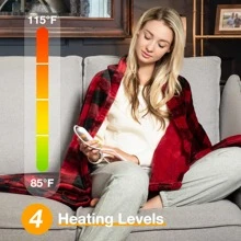 [5 Year Warranty] WOOMER Electric Heated Throw Blanket(50"x 60"), Soft Fast Heating throw with Multi-Color Option, 4 Heating Levels & 4H Auto Off, Machine Washable, Over-Heat Protection