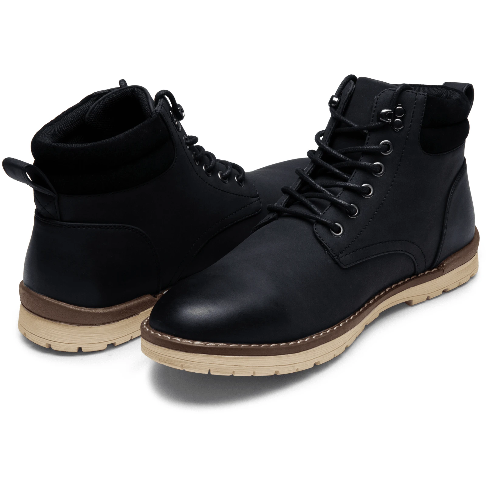 SHOESMALL Men's Chukka Black Boots Fashion Waterproof Casual Hiking