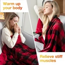 [5 Year Warranty] WOOMER Electric Heated Throw Blanket(50"x 60"), Soft Fast Heating throw with Multi-Color Option, 4 Heating Levels & 4H Auto Off, Machine Washable, Over-Heat Protection