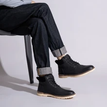 SHOESMALL Men's Chukka Black Boots Waterproof And Non-Slip Mountaineering Casual  Hiking Oxford & Derby Boots Combat Ankle Dress Boots  For Men Seasonal Boots Drop - 黑色 - 查看 3