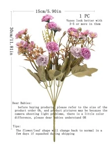 1pc Plastic Artificial Flower Bouquet, Modern Fake Flower For Wedding, Home Decor - Dusty Purple - View 3