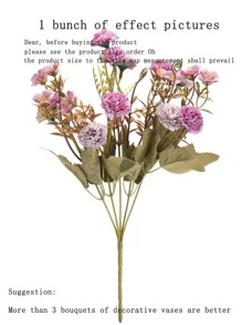 1pc Plastic Artificial Flower Bouquet, Modern Fake Flower For Wedding, Home Decor - Dusty Purple - View 6