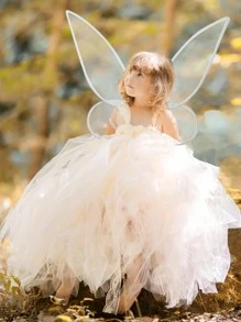 1入精靈翼裝扮閃閃發光透明翼蝴蝶仙女服裝天使翅膀,適用於兒童女孩和女性,聖誕節禮物 - 白色 - 查看 2