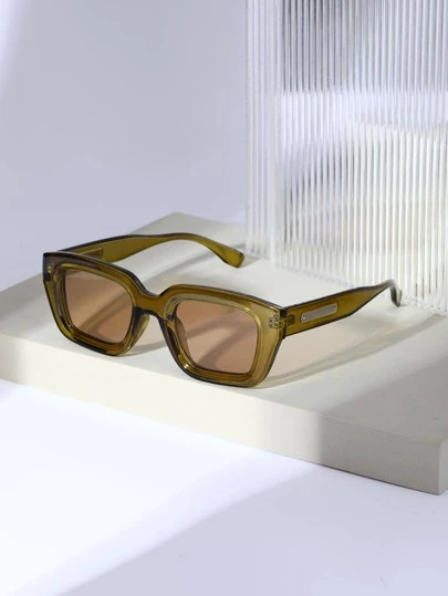 Cute Square Frame Fashion Glasses Shades Beach Accessories Beach Accessories For Women Glasses Shades All-Match Fall Winter Women Outfits Clothes Business Casual Gifts For Summer Beach Vacation, Outdoor, Travel Casual Style Rectangle Frame For Going Out Outfit,Back To School