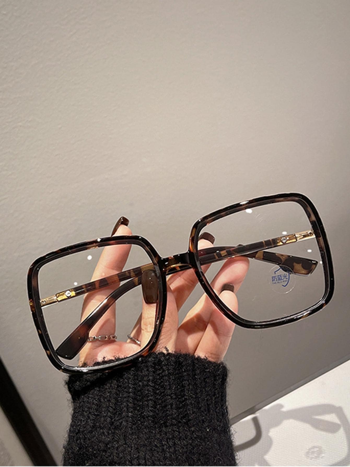 Trendy Square Oversized Frame Eyeglasses For Everyday Wear Clear