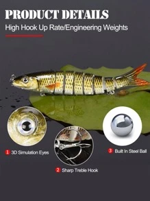 5入組裝硬質多節魚餌套件逼真關節泳餌慢沉曲柄餌 VIB 帶塑膠盒適合鱒魚 3.94 英寸/0.35 盎司 - 彩色 - 查看 4