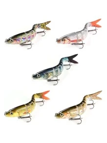 5入組裝硬質多節魚餌套件逼真關節泳餌慢沉曲柄餌 VIB 帶塑膠盒適合鱒魚 3.94 英寸/0.35 盎司 - 彩色 - 查看 2