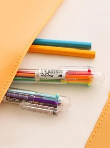 1 Bút Bi Màu Hỗn Hợp, Bút Viết Bằng Nhựa Đơn Giản Cho Học Sinh - Đỏ - Xem 3