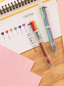 1 Bút Bi Màu Hỗn Hợp, Bút Viết Bằng Nhựa Đơn Giản Cho Học Sinh - Đỏ - Xem 2